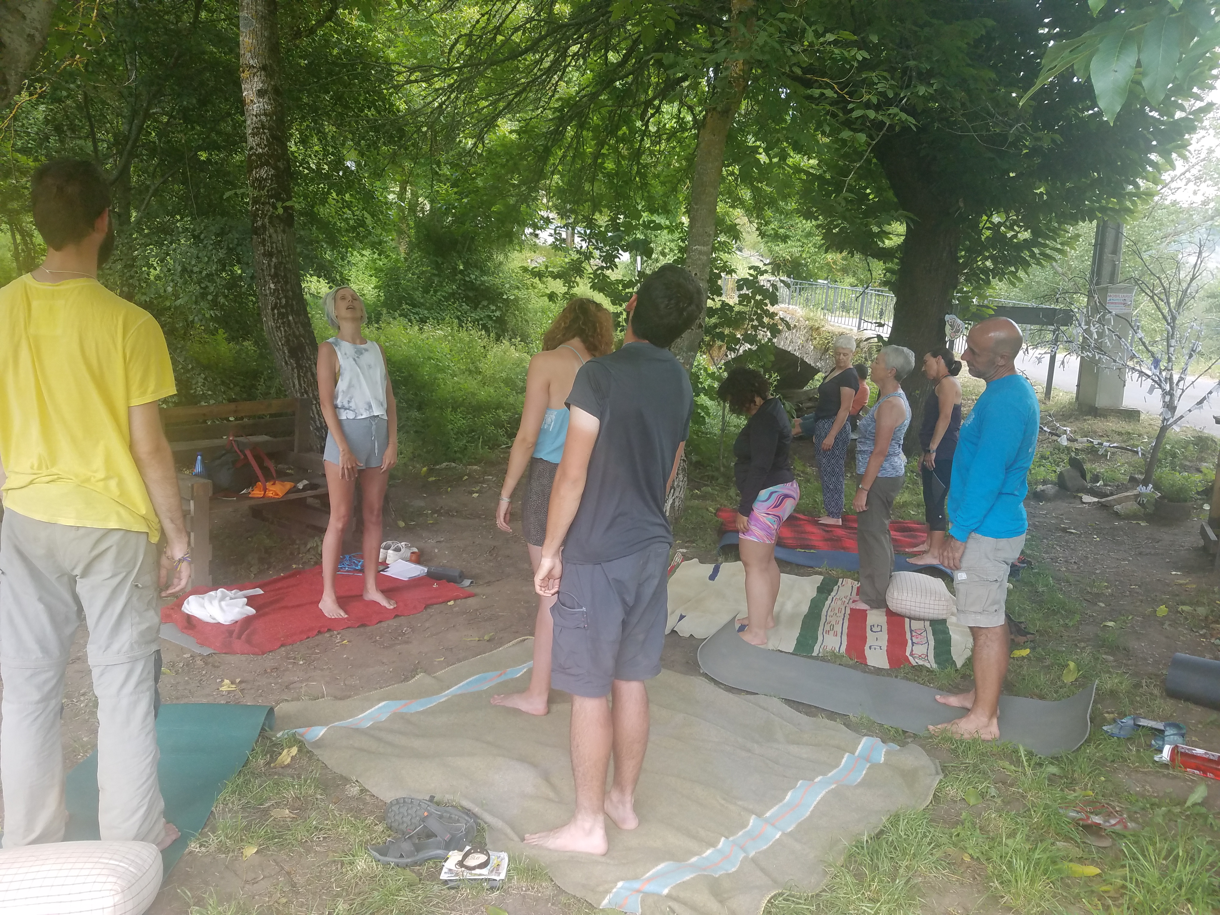 Practicing Yoga on the Camino, wonderful session!